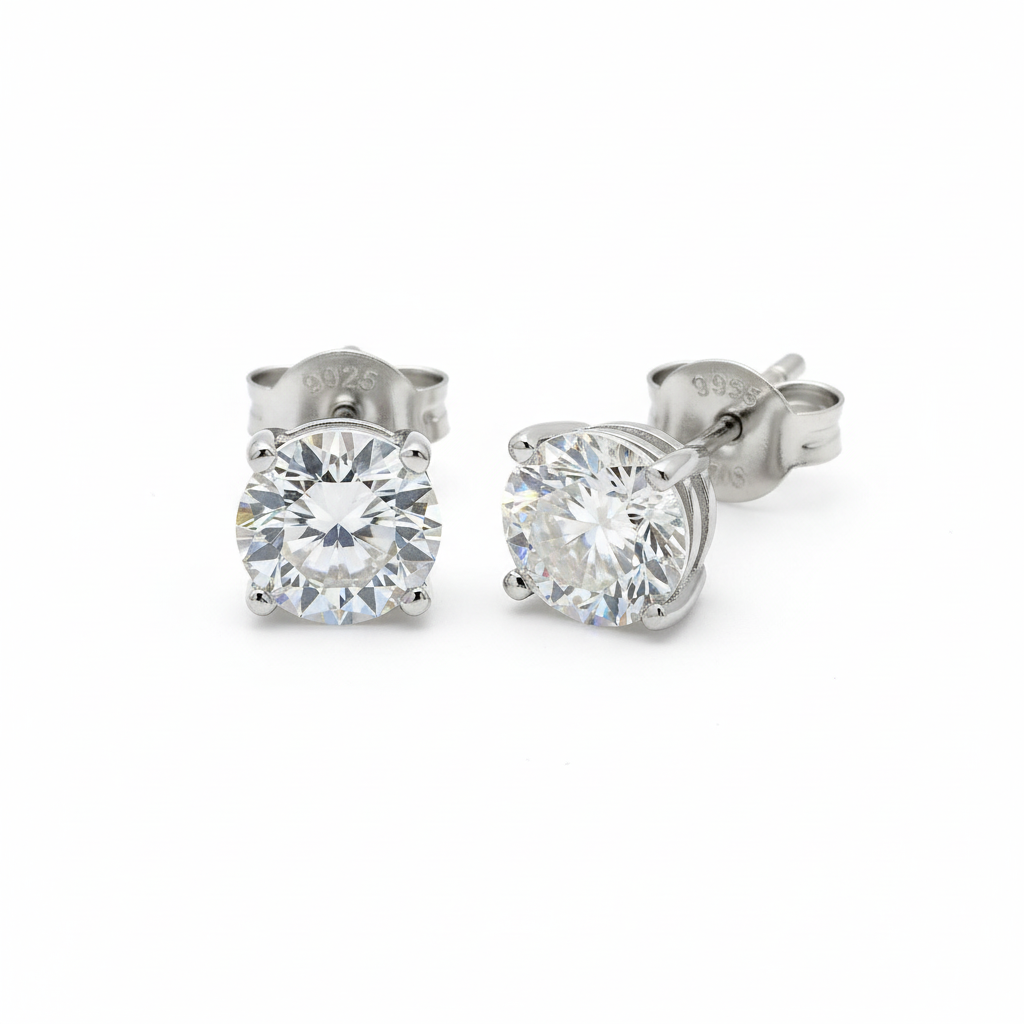 Orecchini Punto Luce in Argento con Moissanite 1ct