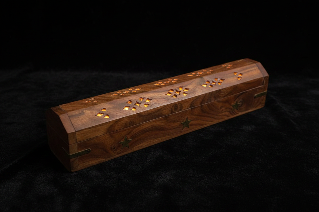 Porta incenso cofanetto legno - dark velluto nero