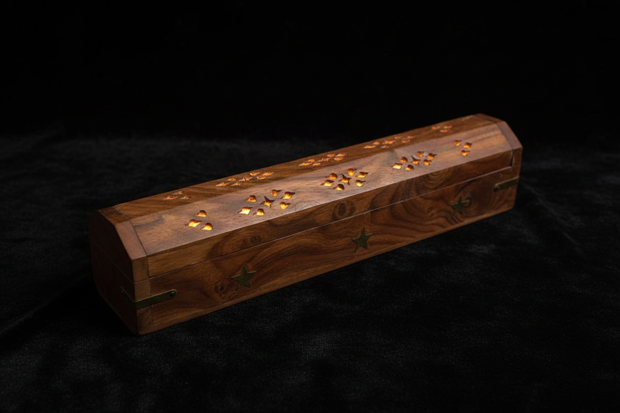 Porta incenso cofanetto legno - dark velluto nero