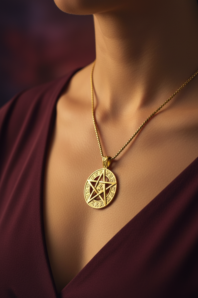 Collana Pentacolo Celtico - indossata gold lifestyle
