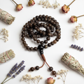 Mala agata bronzo con fiori secchi e salvia