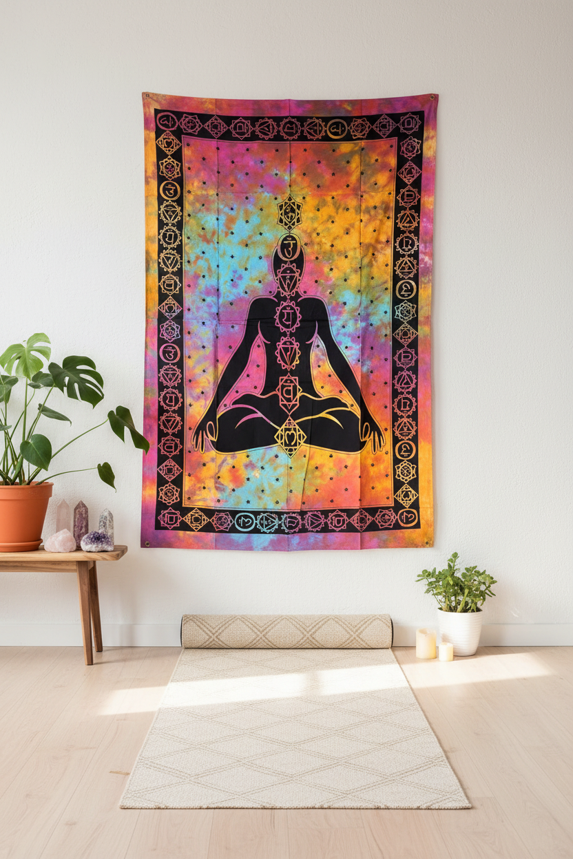 Telo 7 Chakras appeso in stanza yoga