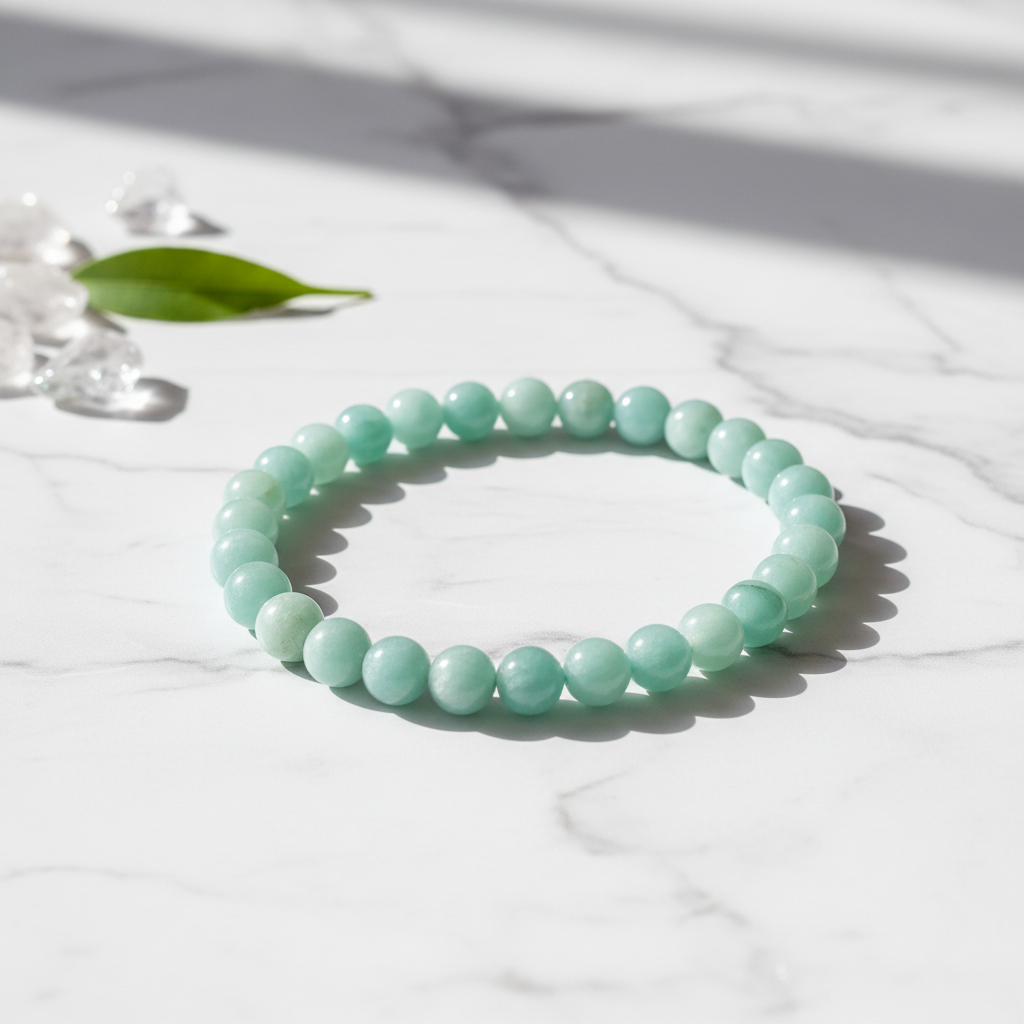 Bracciale Amazzonite - Product shot su marmo