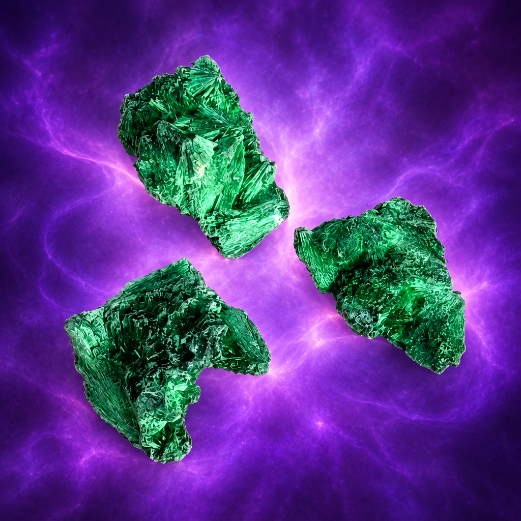 Malachite fibrosa su viola