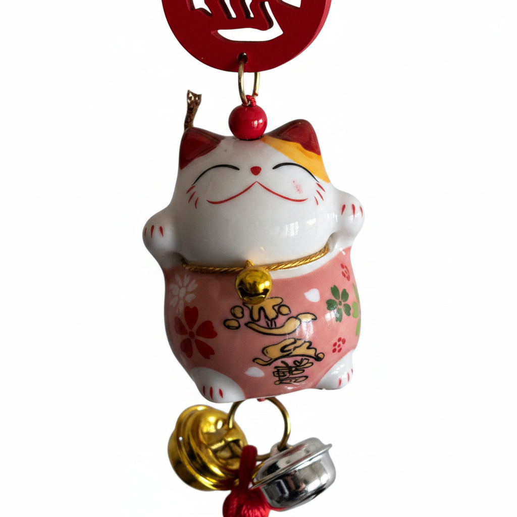 Maneki Neko Rosa Simbolo Cinese - macro close-up