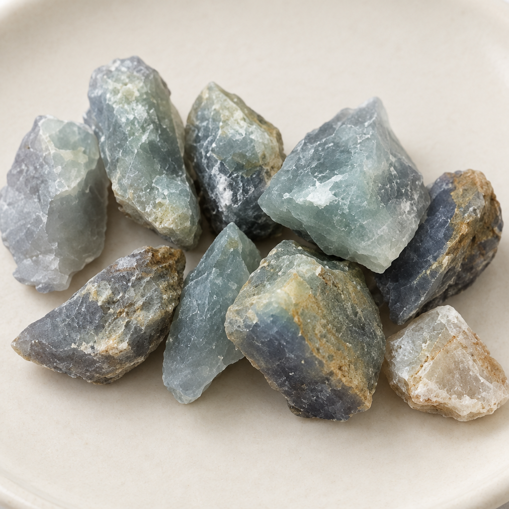 Dettaglio della fluorite blu grezza