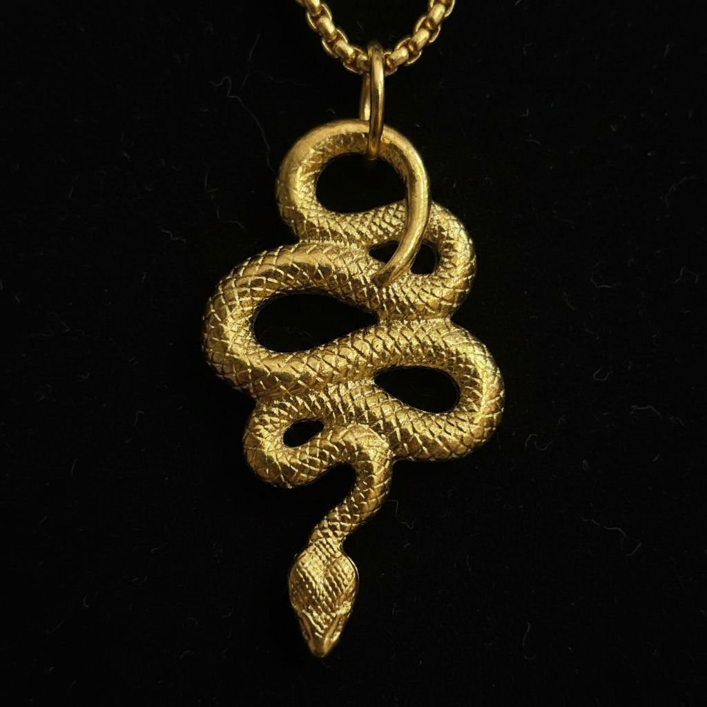 Collana serpente avvolto gold macro close-up squame