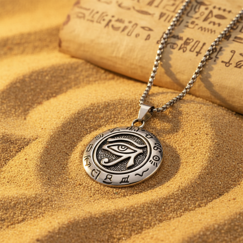 Collana Occhio di Horus - sabbia dorata e papiro