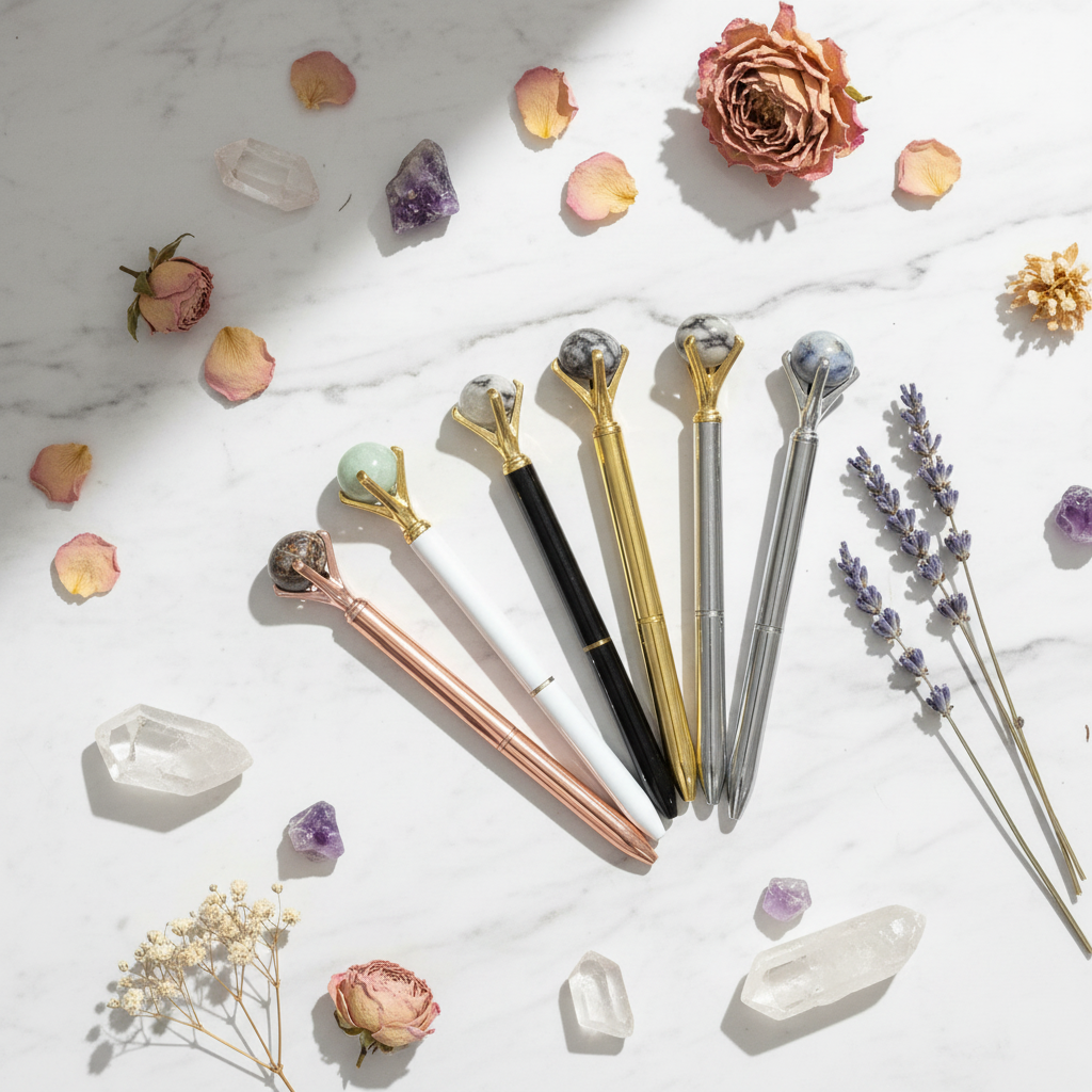 Penne con sfera di pietra naturale - flat lay marmo