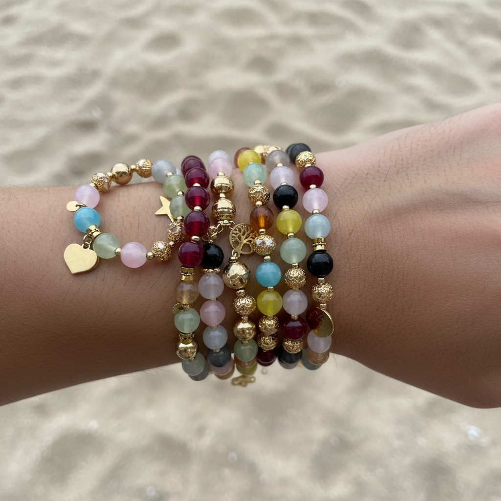 Bracciali perline e acciaio inox lifestyle al polso