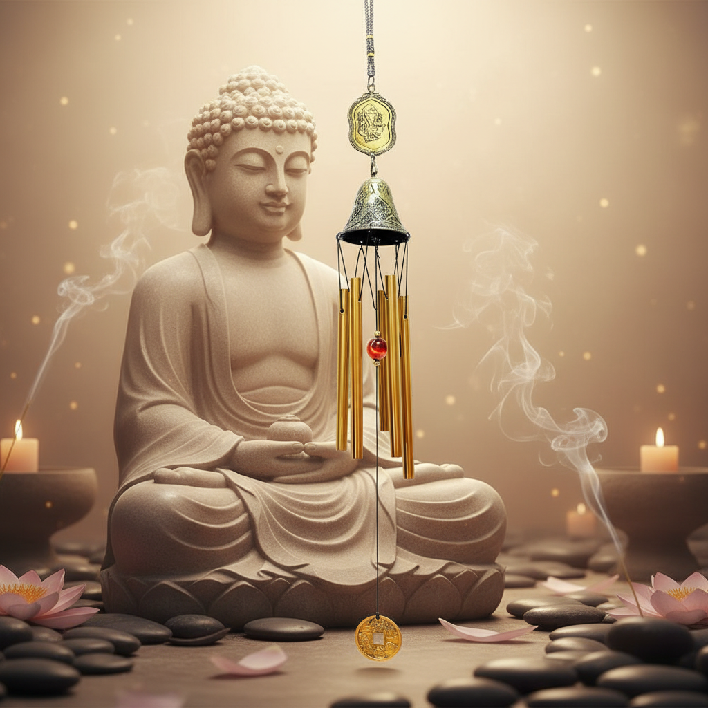 Campanella a vento Spirit 60cm - sfondo Buddha