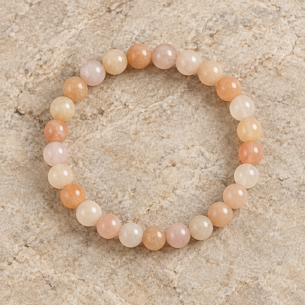 Bracciale in avventurina rosa su beige