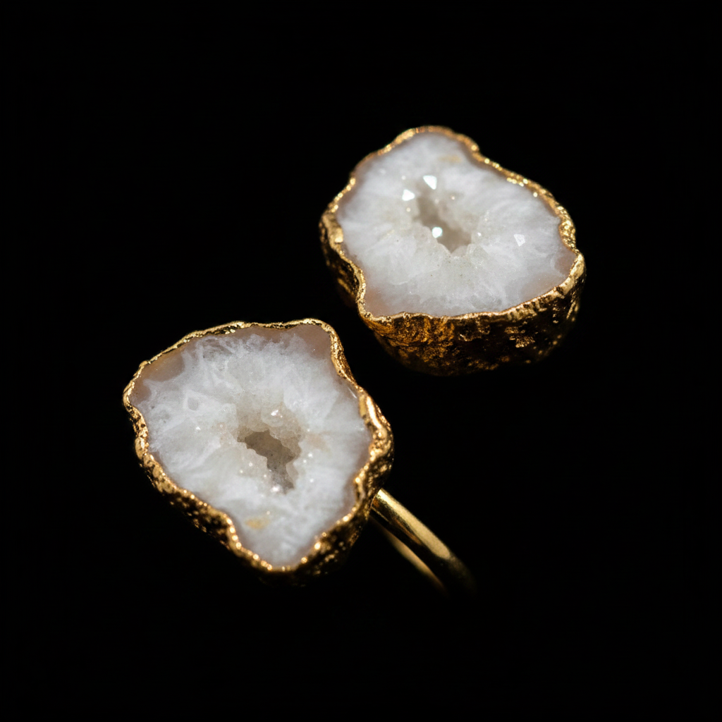 Anello Drusa Agata Bianca Gold - Macro close-up