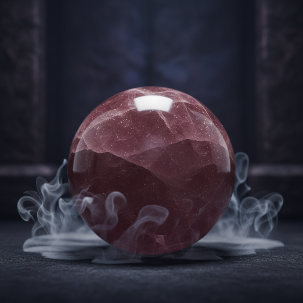 Sfera in Quarzo Fragola con fumo mistico