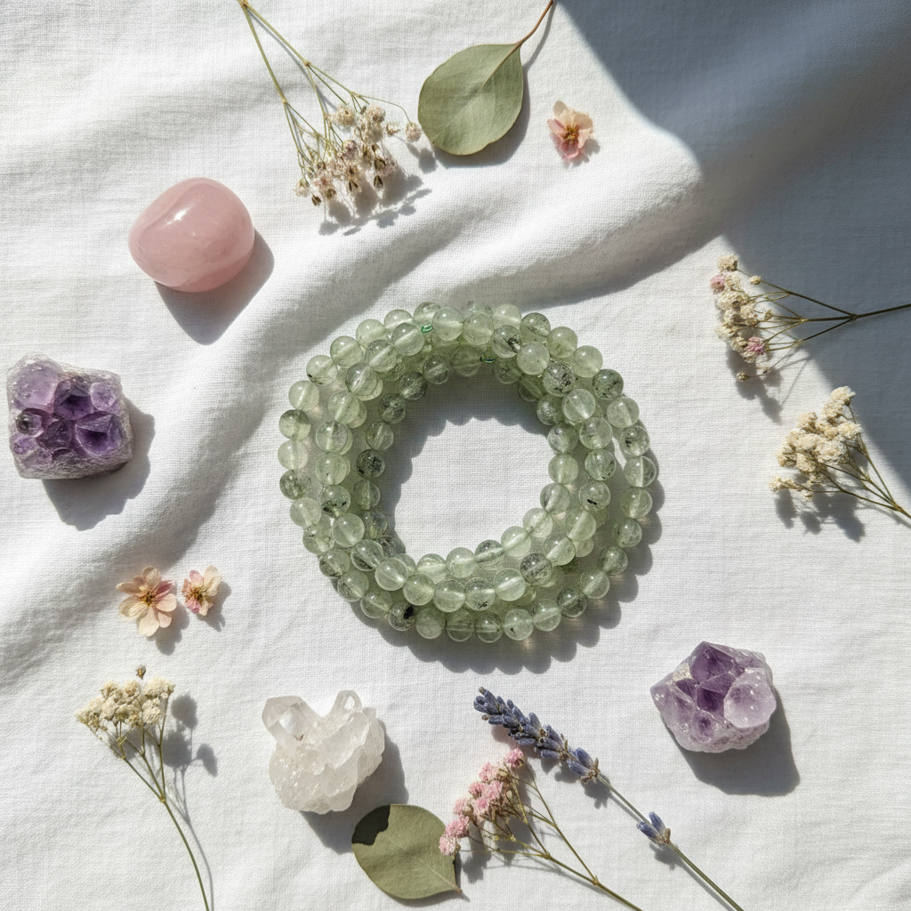 Bracciale Prehnite - Flat lay editoriale
