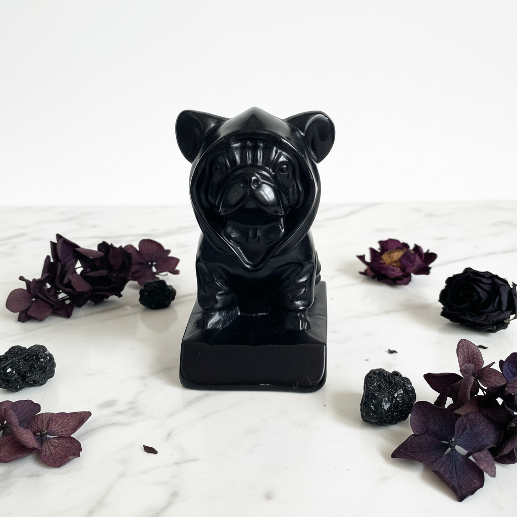 Bulldog Ossidiana Nera flat lay marmo con tormalina