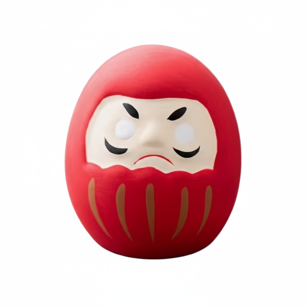 Daruma Rosso Giapponese - sfondo bianco