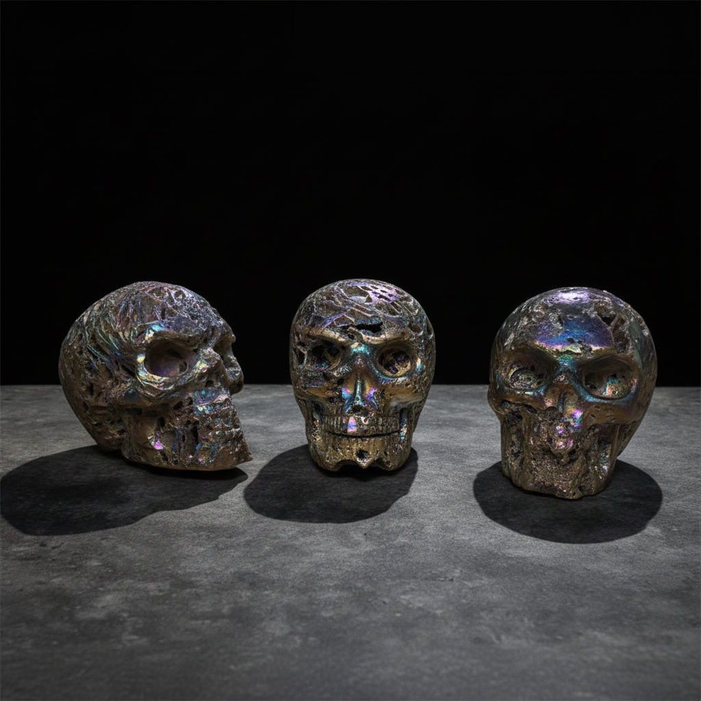 Teschio Sfalerite Aura riflessi iridescenti