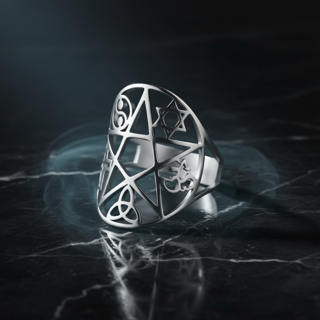 Anello Simboli - Marmo nero