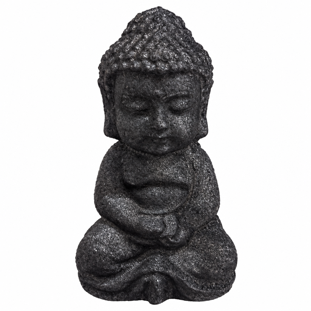 Buddha seduto in shungite su bianco