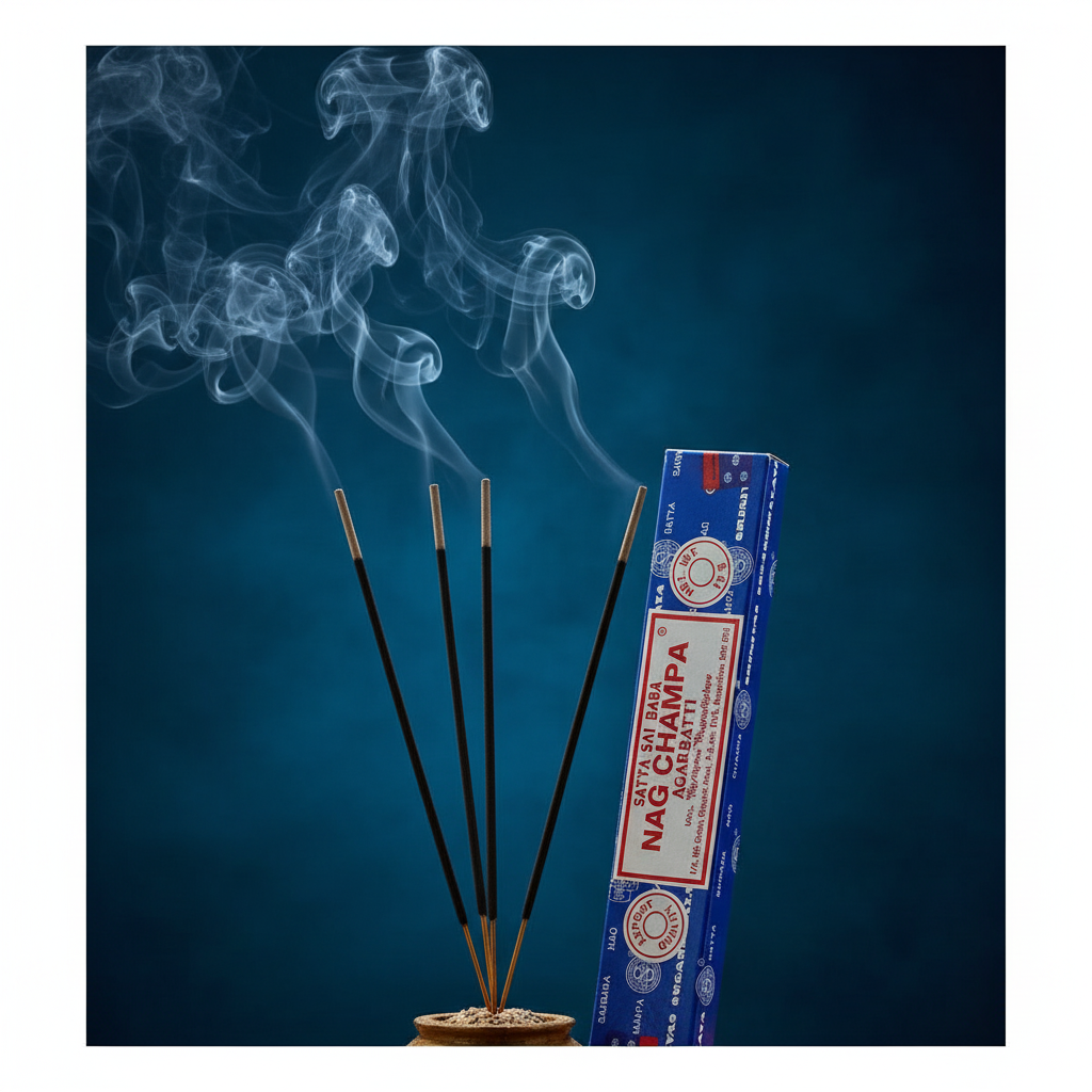 Satya Nag Champa - stick acceso con fumo