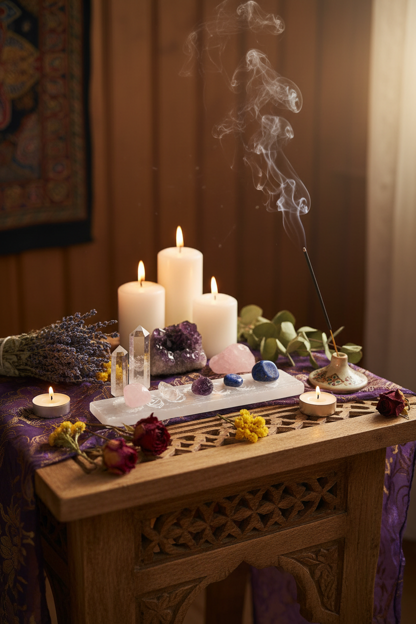 Piastra in Selenite 7 Chakra - Altare