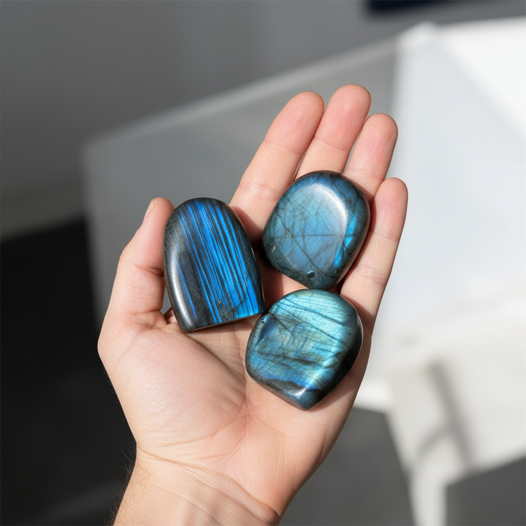 Labradorite Freeform - lifestyle in mano