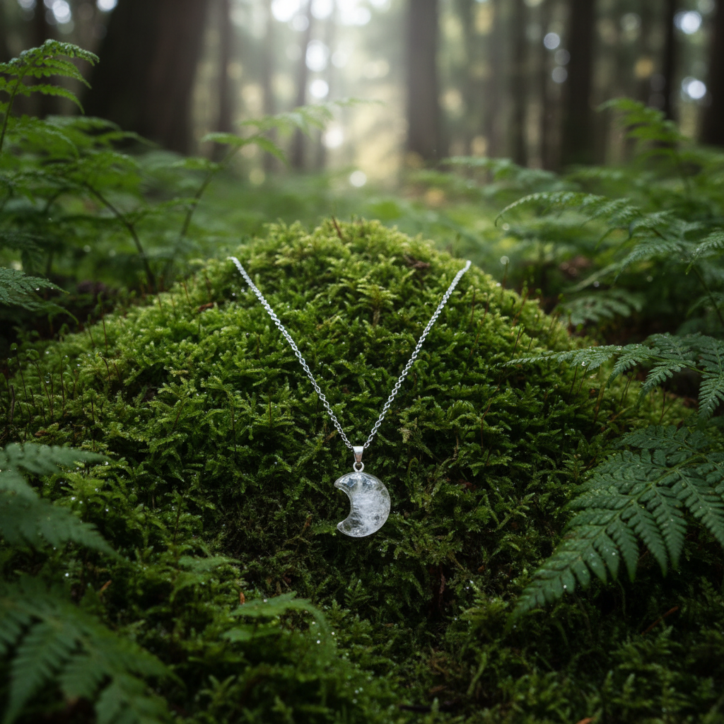 Collana Luna Cristallo di Rocca - sfondo bosco