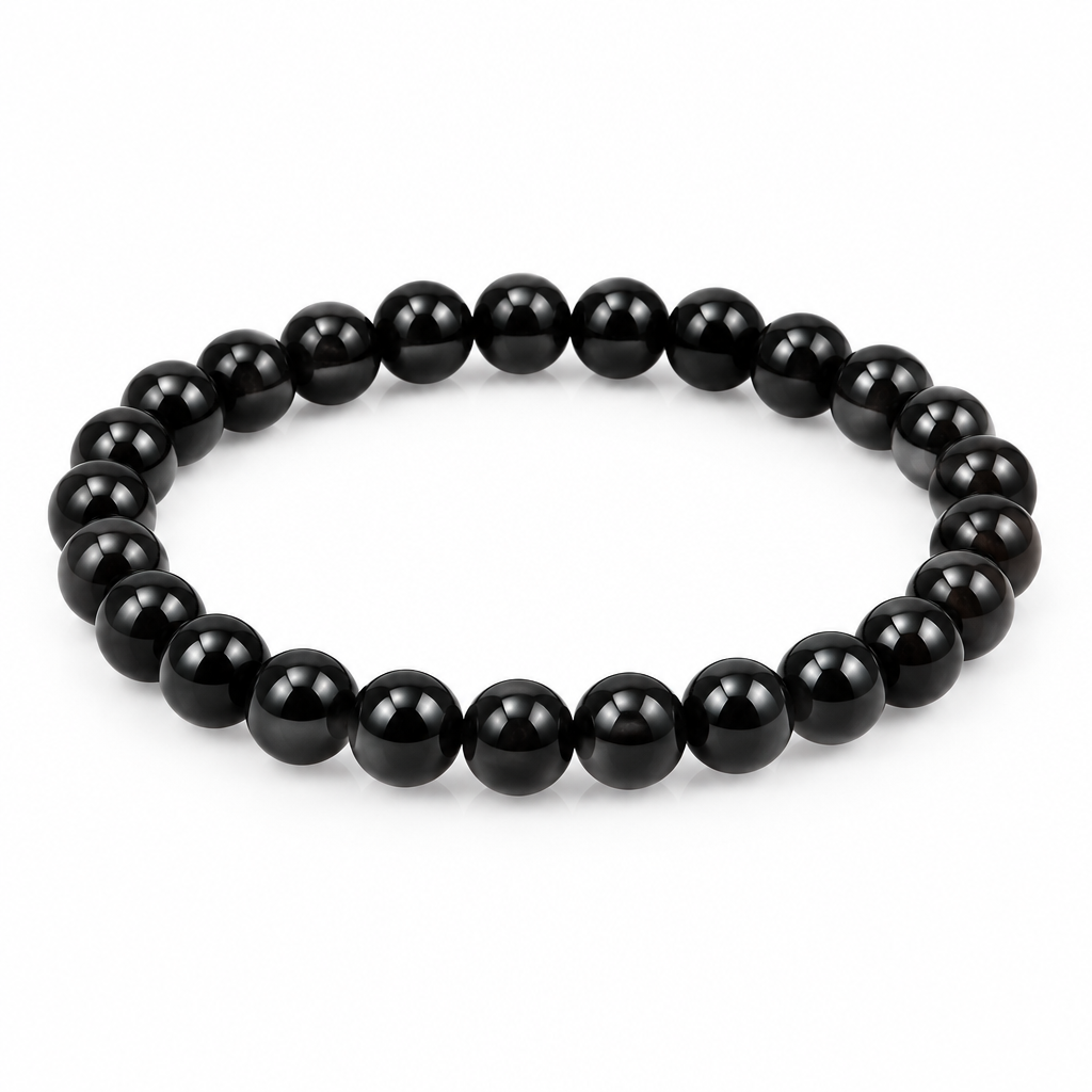 Bracciale in onice nero su fondo bianco
