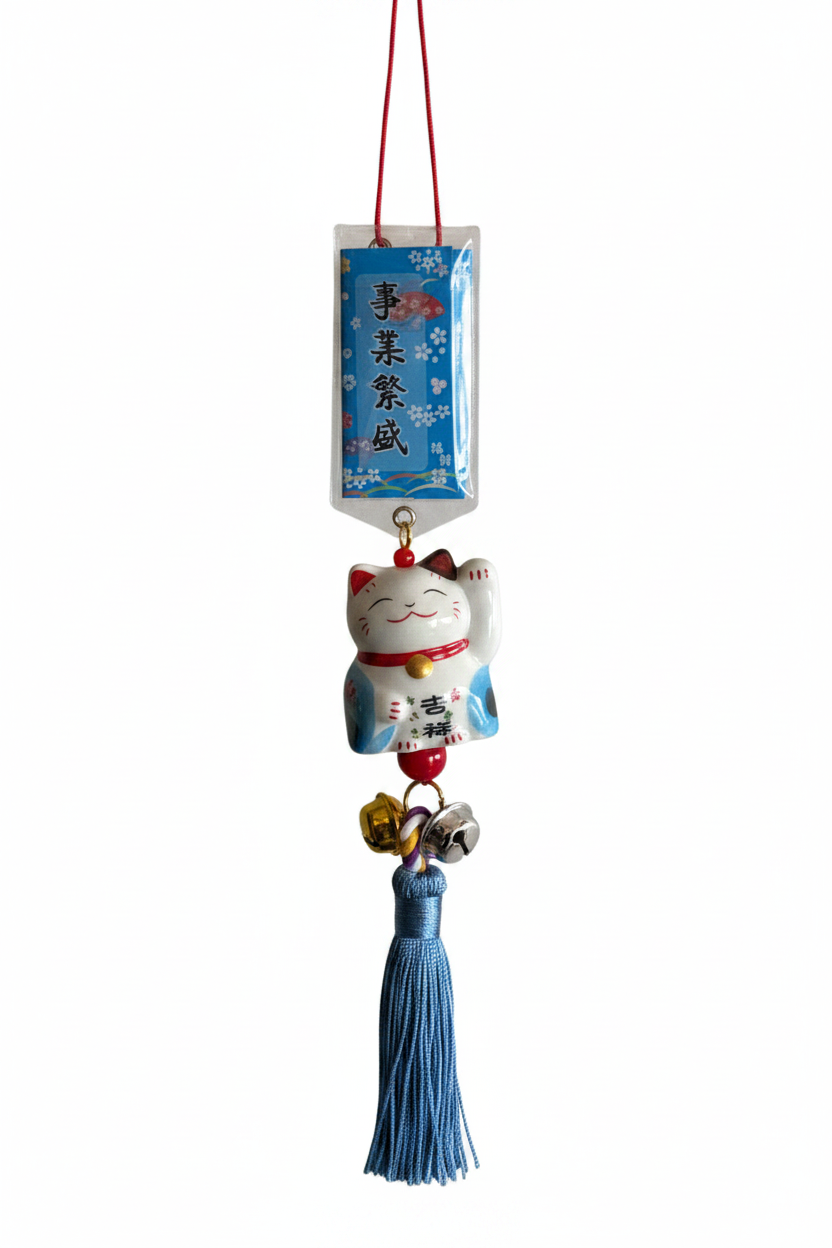 Maneki Neko Portafortuna - variante azzurra