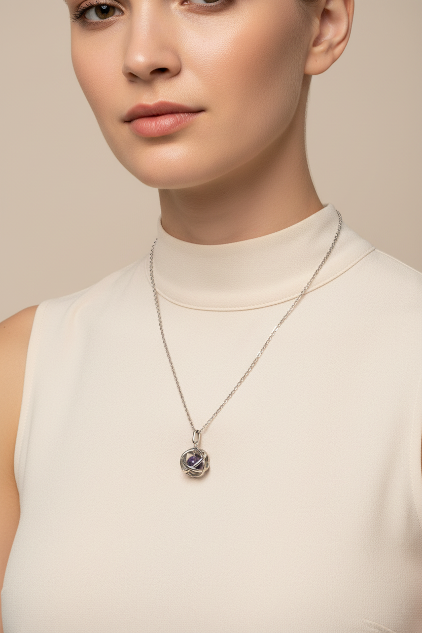 Collana Genesa Ametista indossata