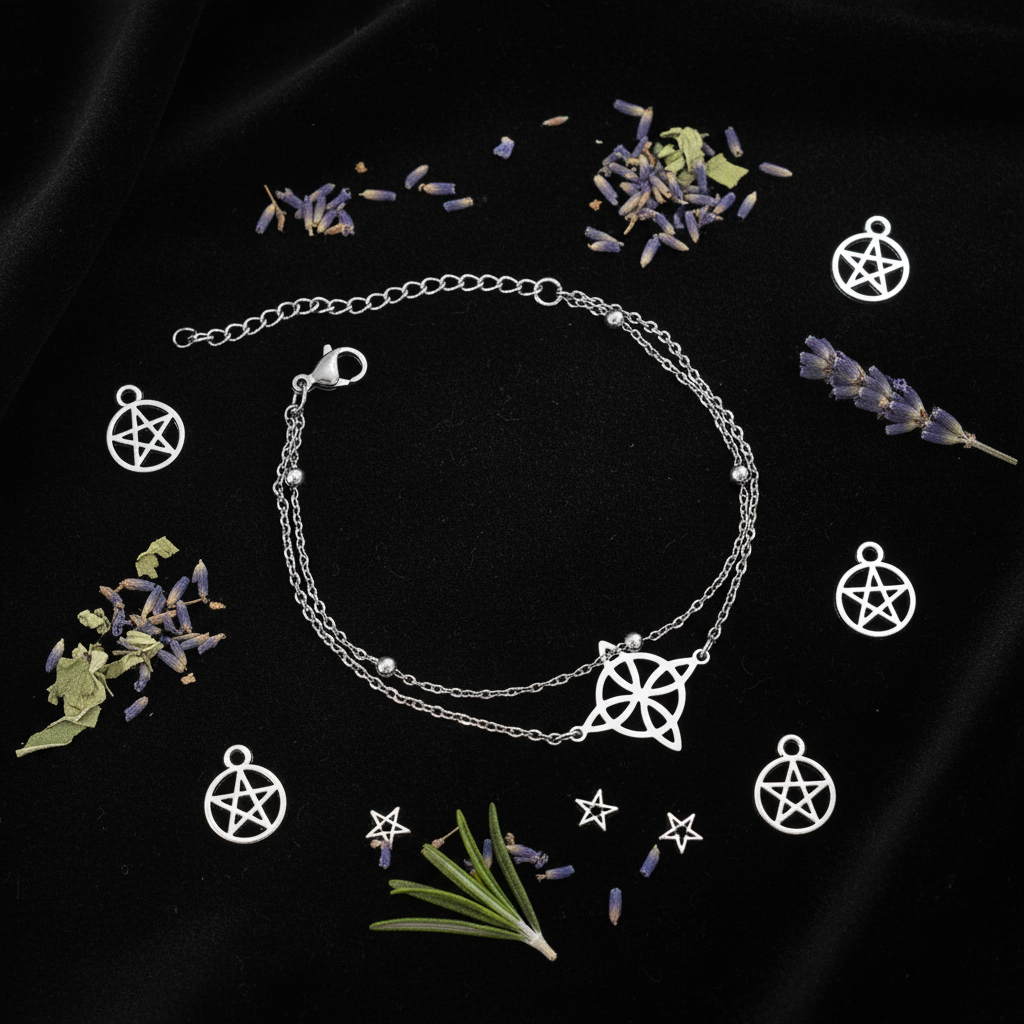 Bracciale Doppio Giro Nodo della Strega flat lay velluto nero