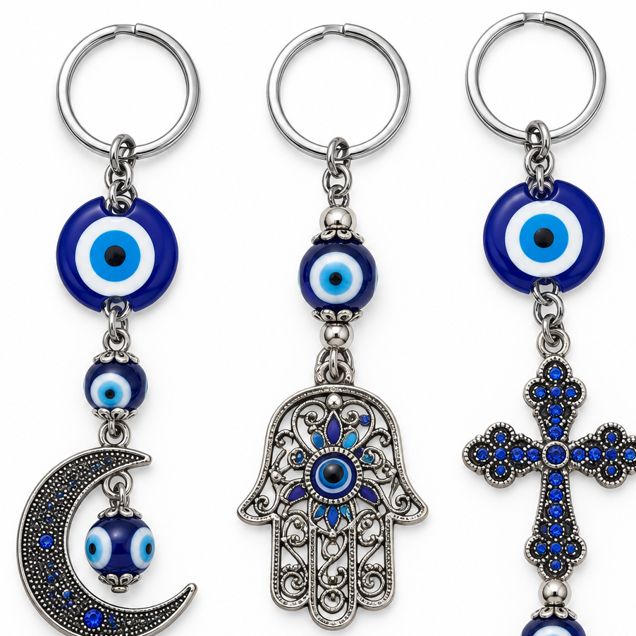 Portachiavi Occhio di Nazar nei modelli Luna, Mano di Fatima e Croce