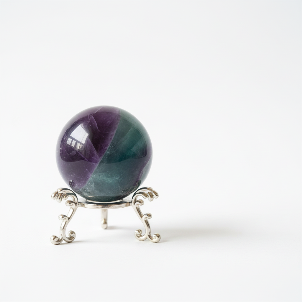 Sfera Fluorite Rainbow sfondo bianco