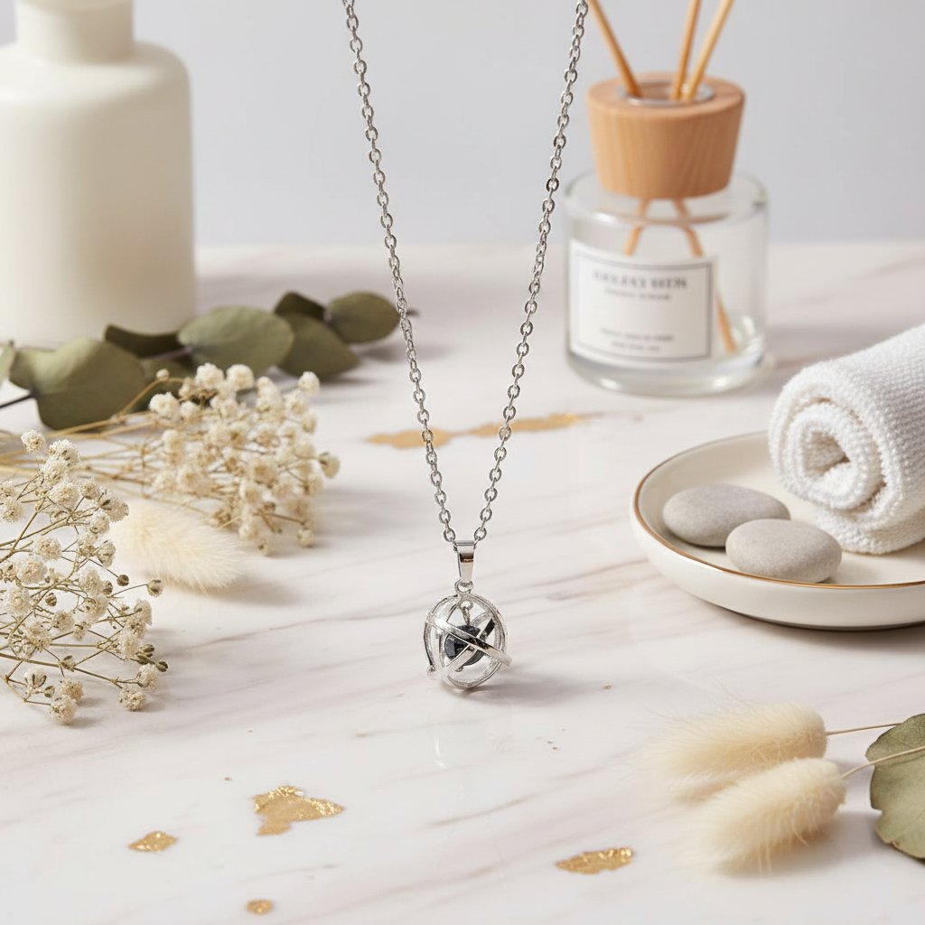 Collana Genesa Ematite - sfondo marmo luxury