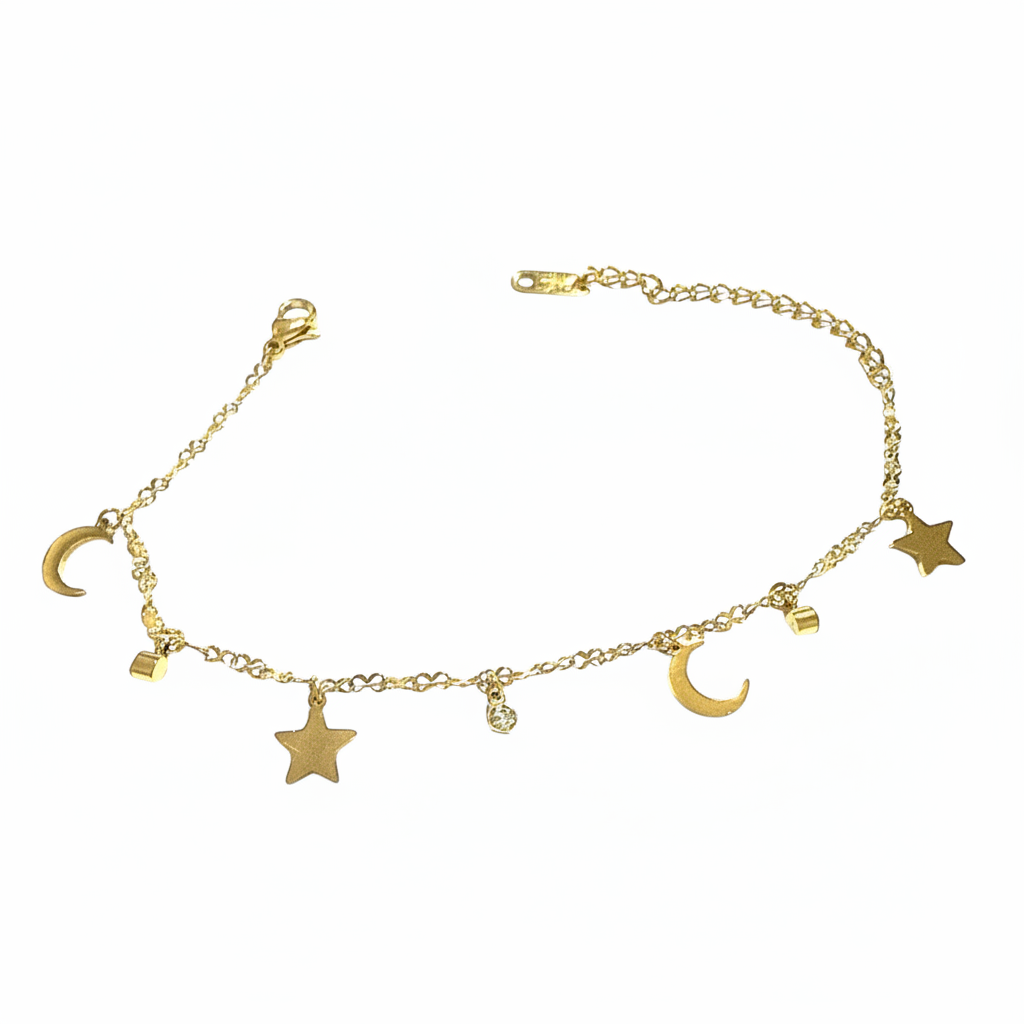 Bracciale Luna e Stelle Dorato sfondo bianco
