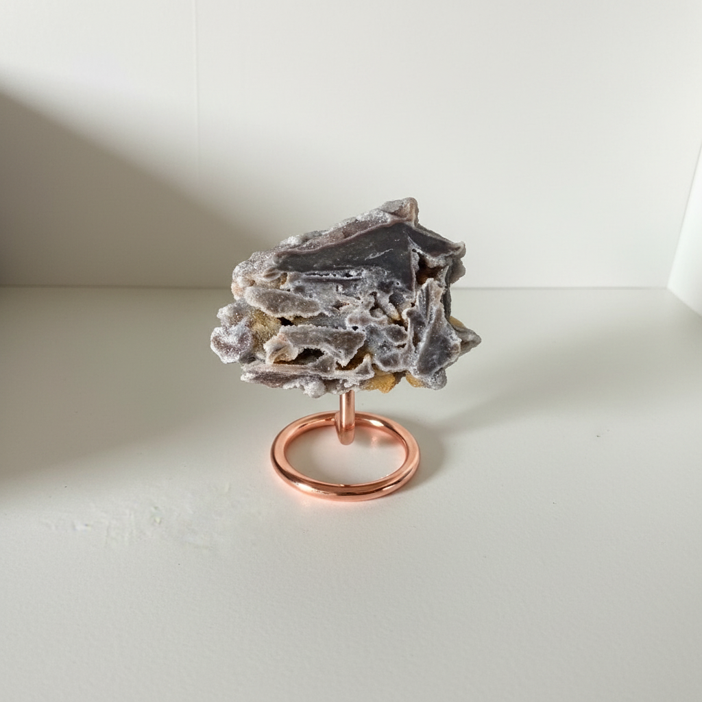 Lastra di Sphalerite su supporto rame - flatlay top-down