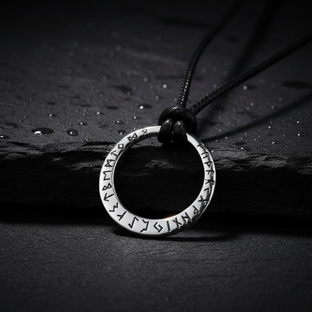 Collana Anello Runico - pietra nera