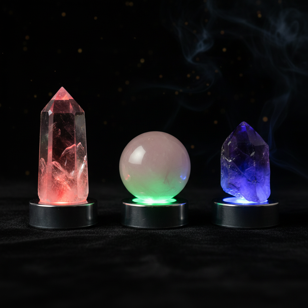 Tre basi LED RGB con cristalli diversi