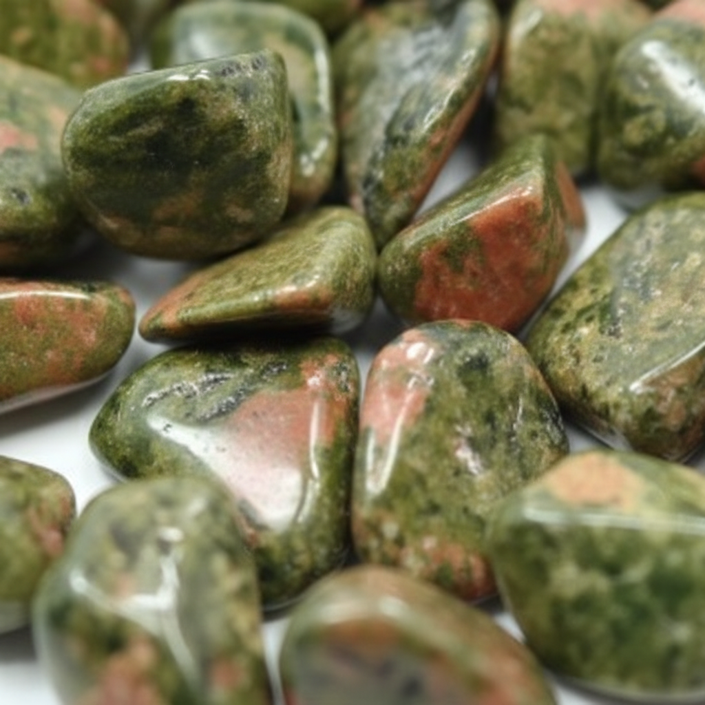 Unakite burattata - macro close-up