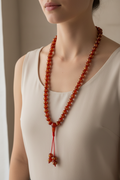 Mala tibetano agata rossa Om Mani - indossato come collana