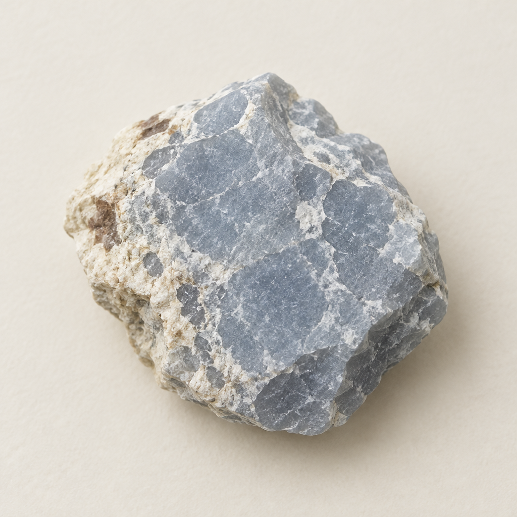 Dettaglio della superficie dell'angelite grezza