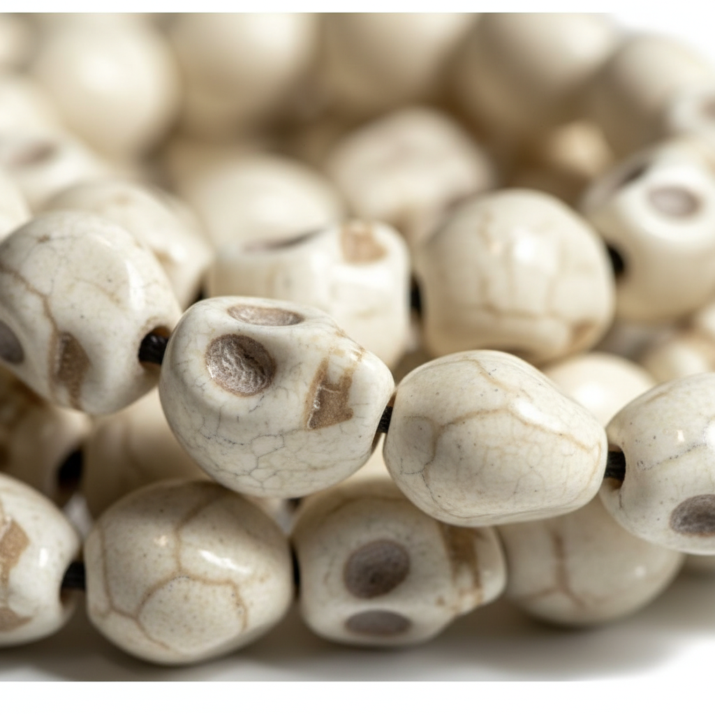Mala teschi howlite Dea Kali - macro teschio scolpito
