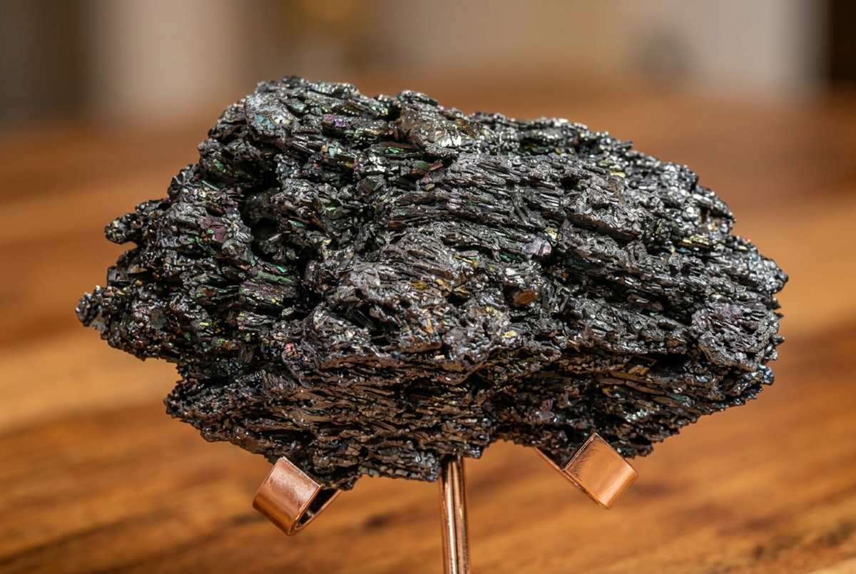 Carborundum in primo piano su legno, senza bordi