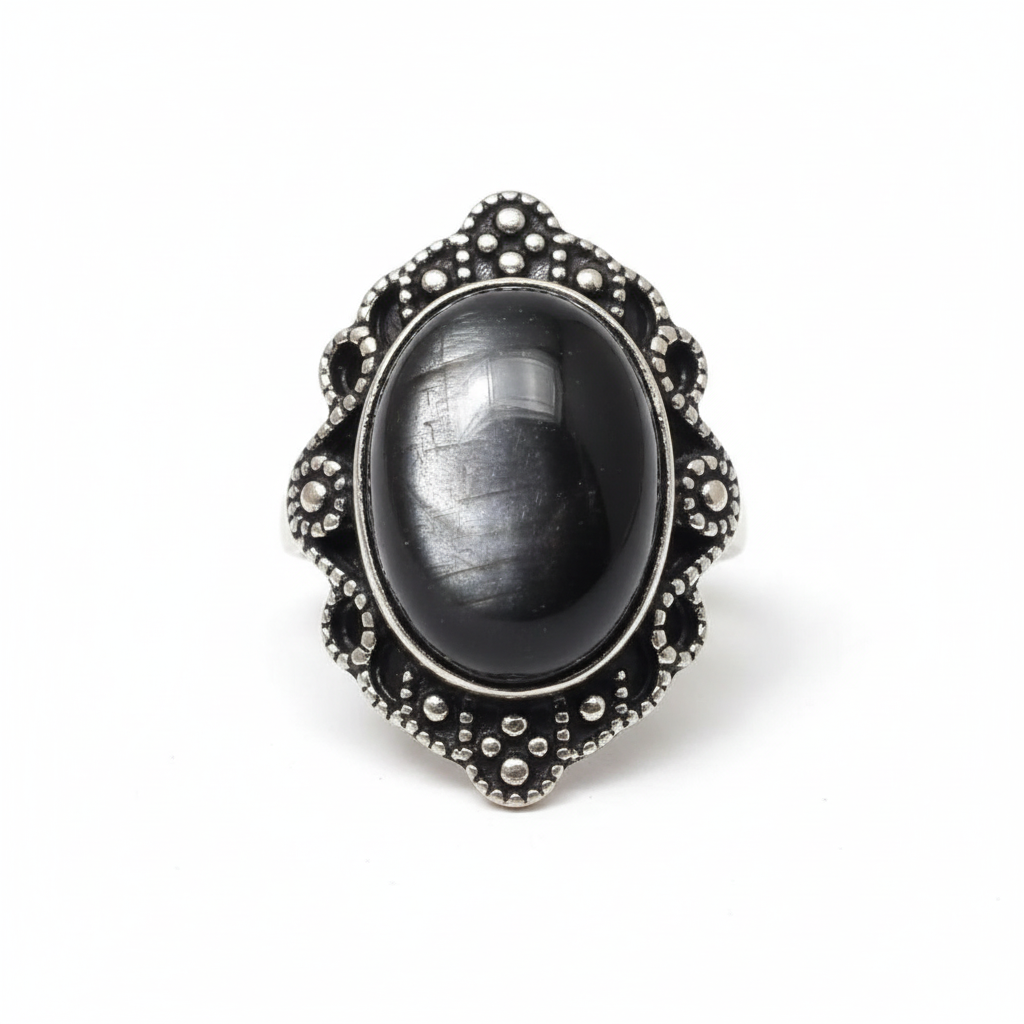 Anello ossidiana silver - stile originale