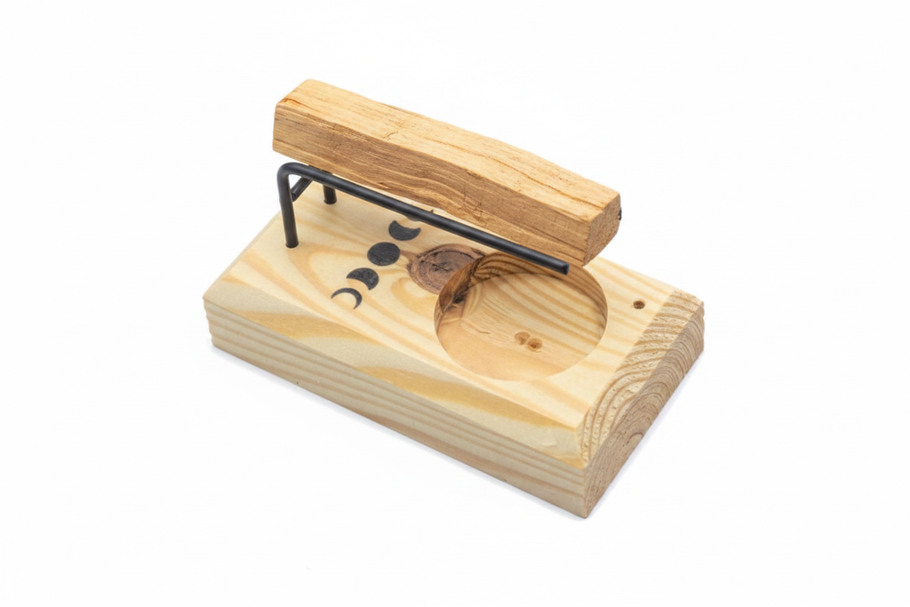 Bruciatore palo santo fasi lunari - con palo santo sui supporti