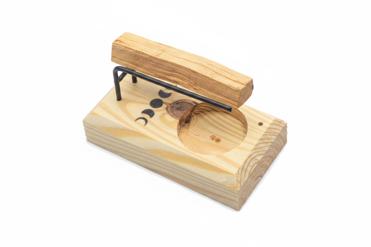Bruciatore palo santo fasi lunari - con palo santo sui supporti