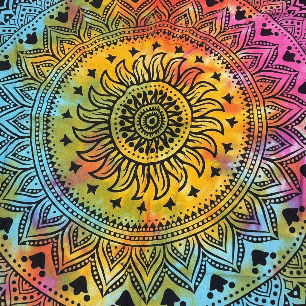 Dettaglio mandala acchiappasogni tie-dye