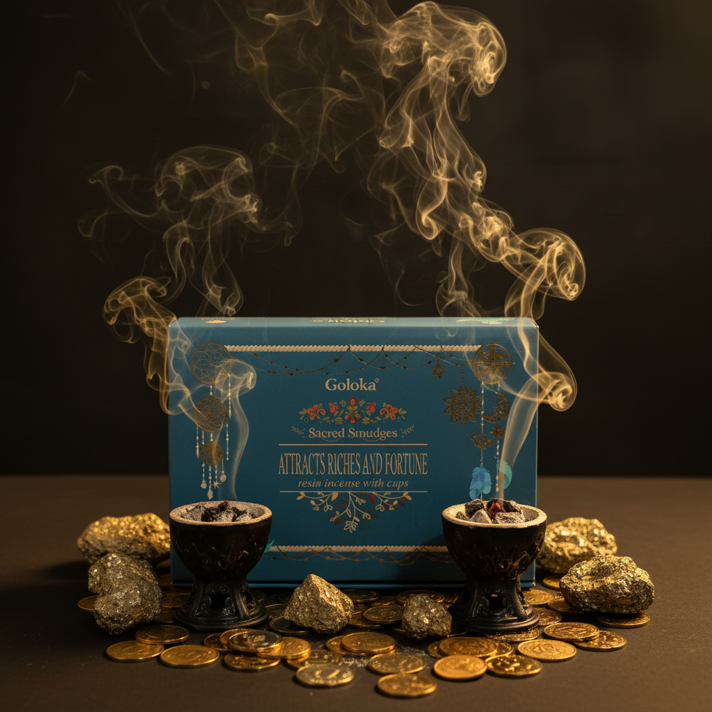Carboncini con fumo dorato rituale ricchezza