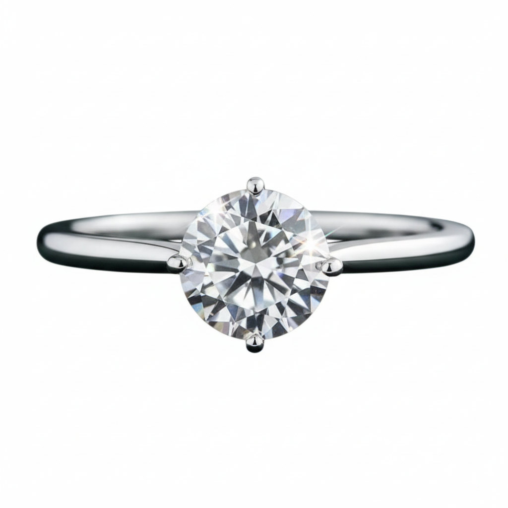 Anello Solitario in Argento con Moissanite - close-up moissanite